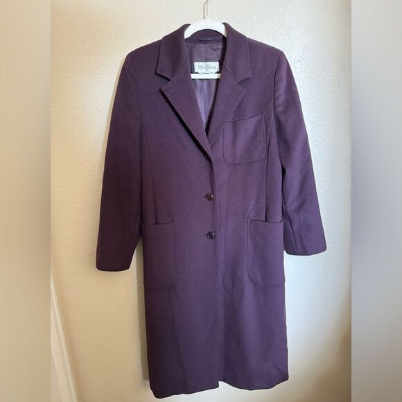 MaxMara‎ Wool Long Coat Size 38 in Purple - Picture 3 of 10